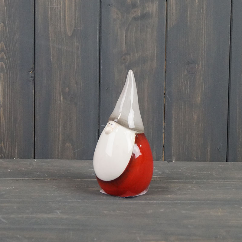 Medium Grey Hat-Red Ceramic Santa (15cm) detail page